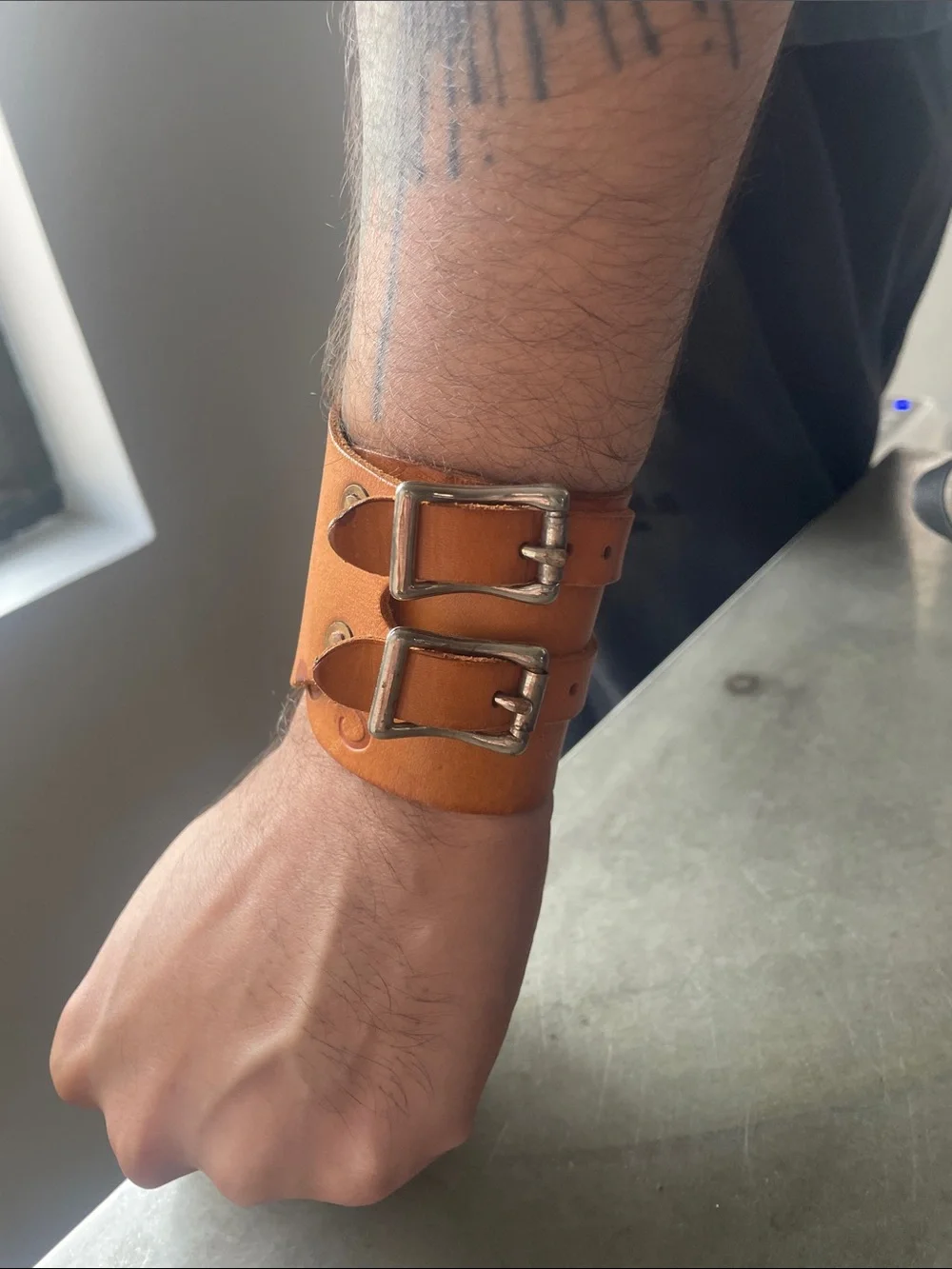 Mister Freedom natural leather cuff bracelet